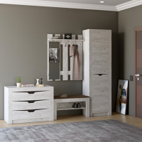 Прихожая Эверест Либерти 4 (модульная - 5 элементов) шкаф-пенал правый, дуб крафт белый (DTM-2534)