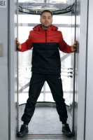 Чоловічий комплект Nike анорак теплий червоно-чорний + штани ТЕПЛІ + барсетка у подарунок