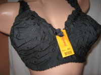 Бюстгальтер чорний бавовна з вишивкою 90Е без поролону на кісточках