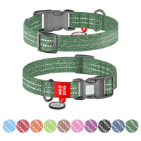 Нашийник для собак із відновленої бавовни WAUDOG Re-cotton з QR паспортом, світловідбиваючий, пластиковий фастекс, Ш 25 мм, Дов 37-58 см зелений