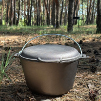 Казан туристический КТ-10КС чугунный с крышкой-сковородой 10л