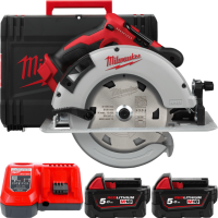 Пила дискова ручна аккумуляторна MILWAUKEE, M18 BLCS66-502X, діаметр 165мм (зарядний пристрій M12-18 FC, 2 акумулятори M18 B5 5А