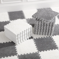 Пол-пазл плюшевый 30x30см, теплый пол, детский мат, термоковрик для дома, цвет белый