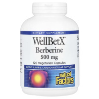 Берберін, 1000 мг у порції, WellBetX, Berberine, Natural Factors, 120 вегетаріанських капсул