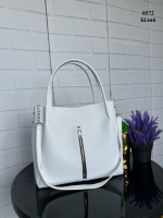 Біла - велика, стильна та елегантна сумка з функціональною кишенею спереду (0572)