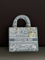 Жіноча сумка Christian Dior Lady medium сірий тигр