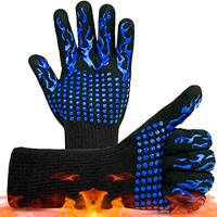 Перчатки термостойкие огнеупорные HFG-800-Blue Torch, до 800°C, Black/Blue