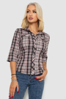 Сорочка жіноча в клітку, колір темно-пудровий, 230R063