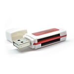 Кардридер универсальный 4в1 MERLION CRD-5RD TF/Micro SD, USB2.0, RED, OEM Q50