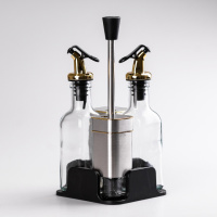 Набір для спецій і рідких текстур на підставці 4 предмети, хром із золотом