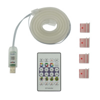 LED лента неоновая USB RGB 5V, IP 65, 1м, с Bluetooth и пультом (черный), датчиком звука