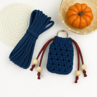 Набор макраме для ручного вязания чехла для наушников и аксессуаров 8х7см тёмно-синий для рукоделия и