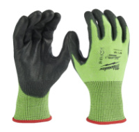 Рукавиці робочі сигнальні Hi-Vis MILWAUKEE, з опором порізам 5/E рівня, розмір 8/M