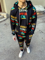 Чоловічий чорний спортивний костюм | 5-668