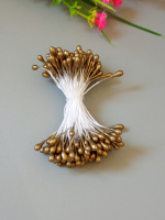 Тычинка 3 мм / золото / 95-98 шт / глянец двусторонняя