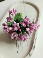 Тычинки «незабудка» на проволоке с листиками. Цена за букетик. Цвет - розовый.