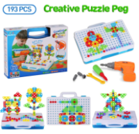 Мозаика конструктор с шуруповертом Creative Puzzle 193 детали TLH-28