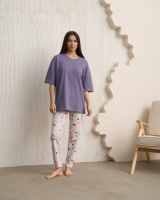 Жіночі піжамні штани - у дрібні сердечка та зірки   S, M, L, XL