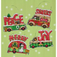 Набір для вишивання хрестиком «Святкові вантажівочки//Holiday Truck Ornaments» DIMENSIONS 70-08974