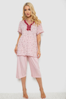 Піжама жіноча з принтом, колір рожевий, 243R7081