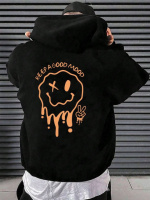 Чорне чоловіче зручне оверсайз худі з яскравим дизайним