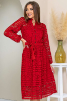 Коктейльна Сукня Ажурний Гіпюр 21124 Червона