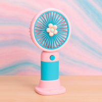 Вентилятор на аккумуляторе ручной AC-38 Розово-голубой, портативний вентилятор с подставкой на стол (NS)