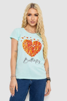 Футболка жіноча з принтом, колір м'ятний, 244R2204