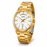 Чоловічий годинник Casio MTP-1381GD-7A Classic у золотистому корпусі з білим циферблатом