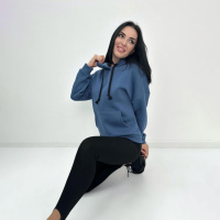 Жіночий теплий худі з капюшоном «Basic» Турція оптом | Батал |Розпродаж моделі Джинс, 50-52