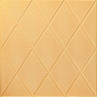 Самоклеющаяся декоративная потолочно-стеновая 3D панель 700х700х5мм Ромб под кожу бежевый SW-00001881