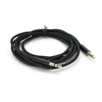 Кабель VEGGIEG AB-1 AUX Audio DC3.5 папа-папа 1.0м, GOLD Stereo Jack, оплетка, (круглый) Black cable, Пакет