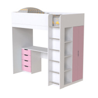 Кровать-чердак детская Art in Head Binky ДЮС33 1932x1800x1000 Белый бриллиант и Розовый (МДФ) (BK03010022000)
