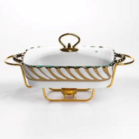 Мармітниця порцелянова Tiffany 1 л на металевій підставці з підігрівом 28х23х7 см SG-428-11