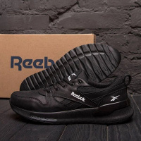 Мужские кожаные кроссовки Reebok R-05 black чёрные