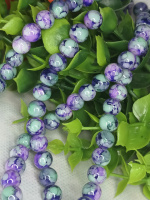 Бусины керамика/ 8 мм/ цена за 1 шт/ фиолетово-ментоловый