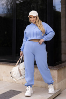 Спортивний костюм на флісі з коротким худі «Navi» | Батал | Розпродаж моделі Блакитний, 54-56