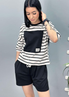 Легкий спортивний костюм у смужку «Smart» оптом | Норма | Розпродаж моделі Чорний, 46-48