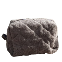 Пушистая махровая косметичка   ORGANIZE 24*13*13 см (серый)