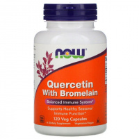 Кверцетин с Бромелайном, Quercetin with Bromelain, Now Foods, 120 вегетарианских капсул