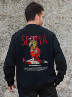 Утеплений оверсайз світшот на флісі з принтом Without Senna Black