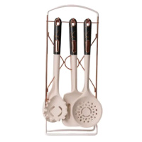 Набор кухонных принадлежностей на подставке 6 штук кухонные аксессуары Бежевый с черной ручкой YRUR4