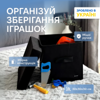 Короб с крышкой 30x30x30 см ORGANIZE (черный)