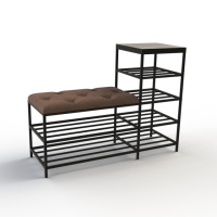 Банкетка для обуви Барселона-1 100см велюр коричневый/дуб платиновый 1-2-9005