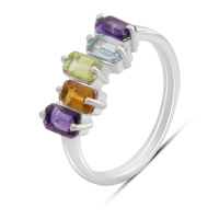Серебряное кольцо CatalogSilver с натуральным аметистом 1.55ct, цитрином, хризолітом, топазом, вес изделия 2,47 гр (2193319) 17 размер
