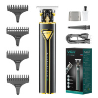 Профессиональная аккумуляторная машинка для стрижки VGR V-009 триммер для бороды и усов. Цвет: золотой