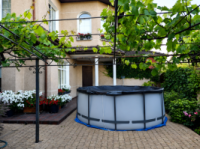 Bestway 56420 (366×122 см) каркасний басейн круглий Steel Pro Frame Pool сірий, фільтр насос, тент та сходи