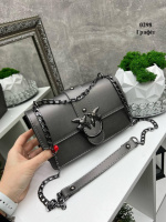 Графіт — каркасний стильний клатч із птахами на магнітах (0298)