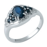 Срібне кільце SilverBreeze з натуральним сапфіром 1.41ct (1946862) 18.5 розмір
