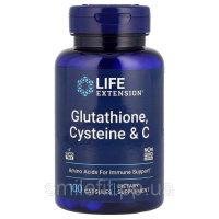 Глутатіон, цистеїн і вітамін C, Glutathione, Cysteine & C, Life Extension, 100 капсул